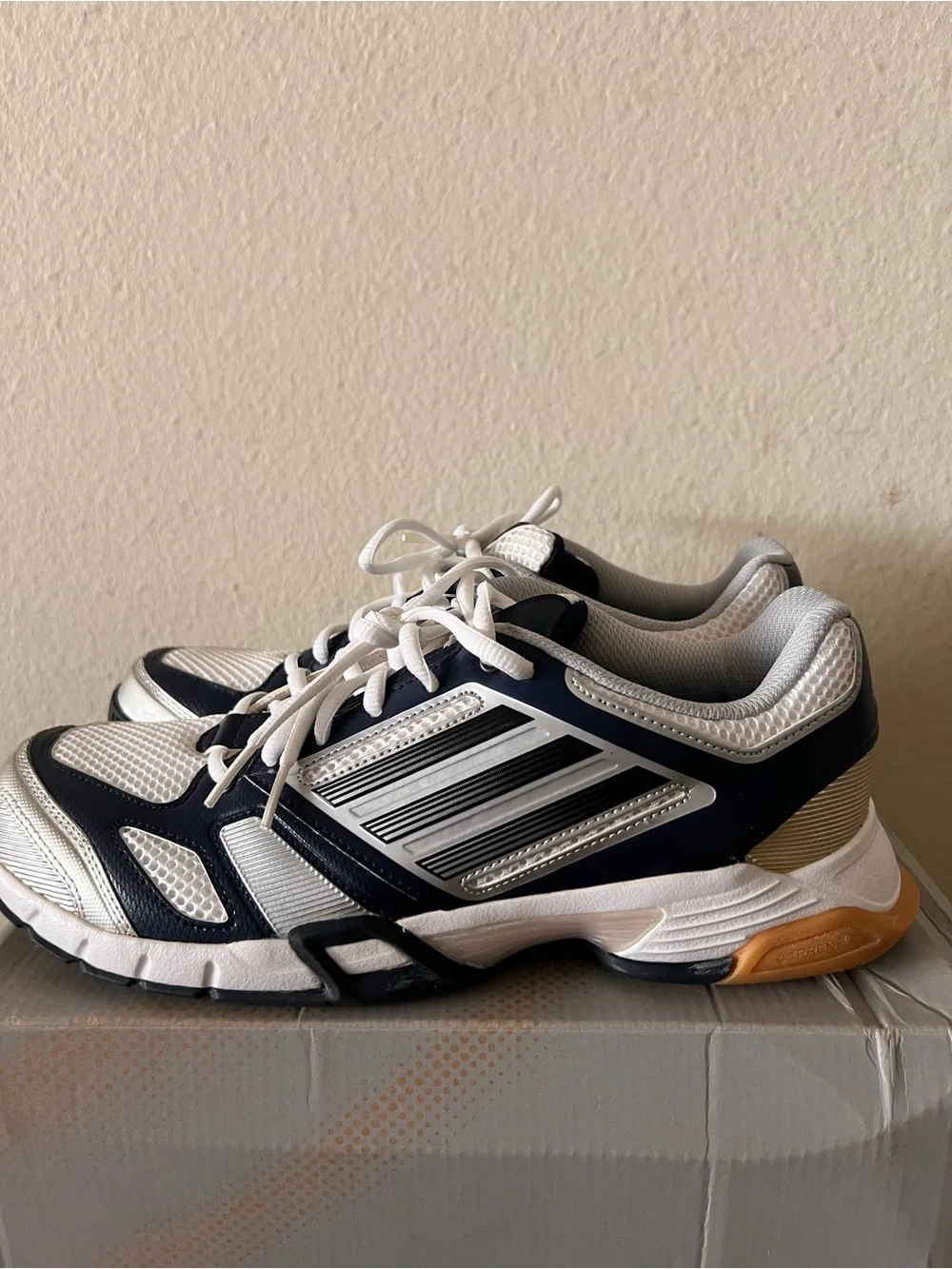 adidas Men's Navy, White and Gold Athletic Running Shoes